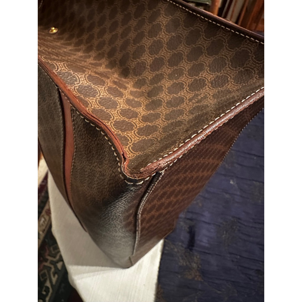 Celine Brown Macadam Monogram Orange Stripe Tote Bag - Picture 5 of 16
